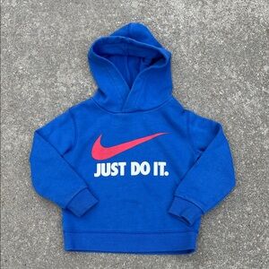 Nike Kids Royal Blue Hoodie with Red Swoosh